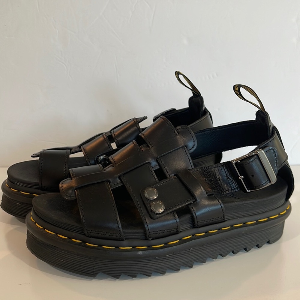 Dr Martens Terry Leather Strap Sandals Black